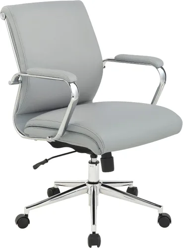 Vista 13 de Office Star Silla de oficina ajustable Antimicrobial Manager con base cromada, respaldo medio, tela negra Dillon