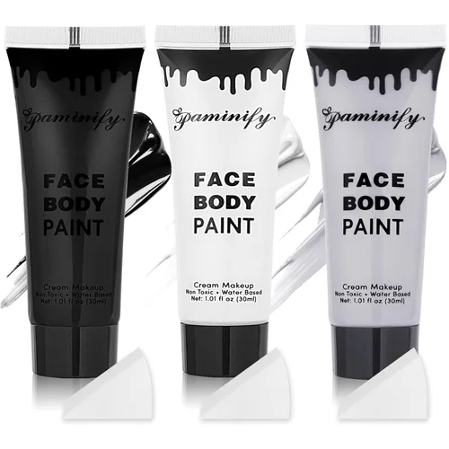 Vista 10 de Kit de pintura corporal a base de agua para Halloween, 1.01 onzas/pieza, pintura corporal a base de agua con esponja para disfraz de payaso