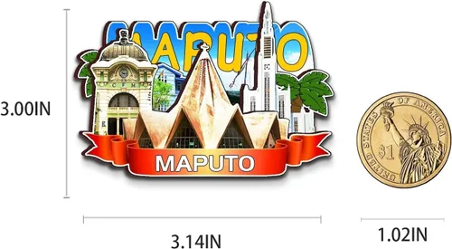 Vista 3 de Maputo - Imán de Mozambique para nevera, de madera, 3D, monumentos, viajes, coleccionables, recuerdos, decoración hecha a mano, 2