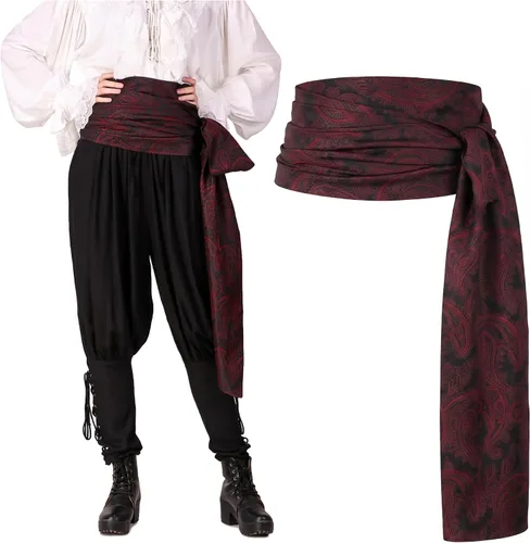Vista 6 de ThePirateDressing Disfraz de pirata medieval renacentista para Halloween, banda grande