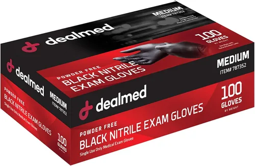 Vista 3 de Dealmed Black Nitrile Exam Gloves – Disposable Multi-Purpose Use Medical Gloves Use for First Aid and Medical Facilities