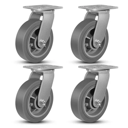 Vista 23 de Ruedas giratorias resistentes de 4 pulgadas, rueda de goma industrial, ruedas giratorias con freno, paquete de 1 con capacidad de hasta 600 libras