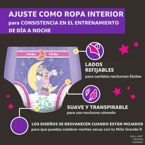 Vista 4 de Pull-Ups pañales de entrenamiento para la noche para niñas, 2T-3T, 68 unidades (el empaque pueden variar)