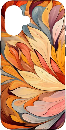 Vista 31 de iPhone 12 Pro Max Remolinos florales abstractos Funda de colores cálidos de otoño
