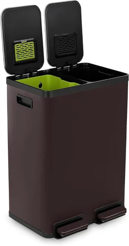 Vista 13 de SIMPLI-Magic Elegante bote de basura negro con pedal de 16 galones (60 litros), cubo de basura de cocina de doble compartimento con contenedores