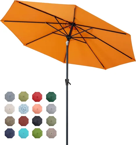 Vista 20 de Tempera Patio Market - Sombrilla de mesa para exteriores con botón de inclinación y manivela, sombrilla grande con poste resistente y toldo Beige