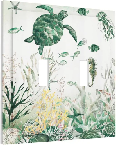 Vista 188 de Cubierta de interruptor de luz de una pandilla de hojas de palma tropicales de estilo bohemio abstracto, árbol de coco, verano, sin dispositivo