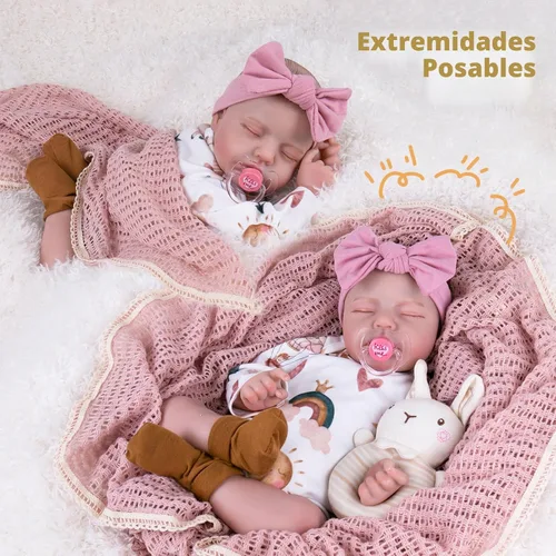 Vista 4 de Aori Muñecas de Bebé Reborn Realistas de la Vida Real Muñecas de Bebé de 20'' Bebé Recién Nacido Durmiendo Niña con Ropa de Muñeca Arcoíris