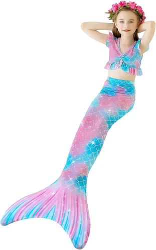 Vista 3 de GALLDEALS Sirena para Natación Niñas con Monofin Rosa