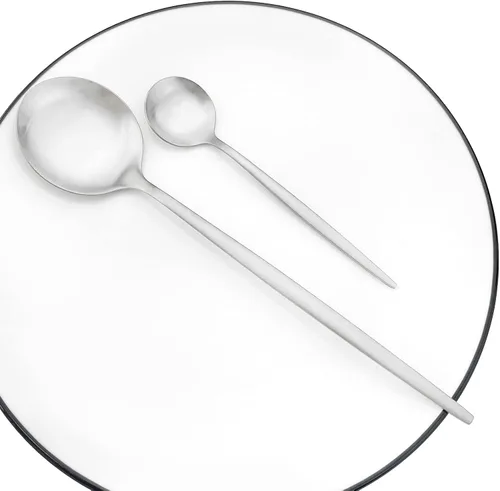 Vista 16 de Juego de 6 tenedores de postre de acero inoxidable de 3 dientes, juego de tenedores para frutas y tartas, 5.31 pulgadas, color plateado