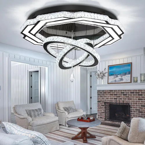 Vista 12 de Flashing God Candelabros de cristal modernos de 12 pulgadas, lámpara de techo de montaje empotrado, mini lámpara LED regulable para pasillo, lámpara