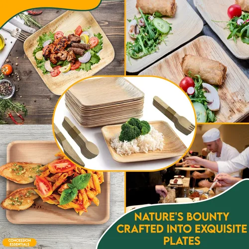 Vista 8 de Concession Essentials Platos de hoja de palma (25 unidades) – Vajilla desechable, platos compostables y biodegradables
