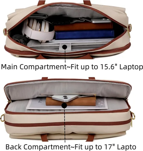 Vista 4 de Baosha Cuero vegano 17 pulgadas ordenador portátil bolsa mensajero maletín para mujeres elegante BC-07