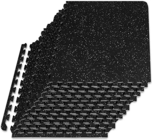 Vista 9 de ProsourceFit Tapete de Ejercicio de Rompecabezas con Superficie de Goma de ½ pulgada, 24 pies cuadrados (PIES²), 6 baldosas, baldosas entrelazadas