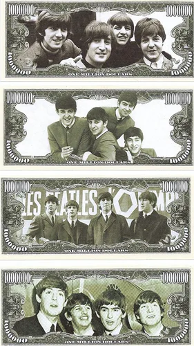 Vista 2 de The Beatles $ Million Dollar$ Novelty Bills - Juego completo de 4