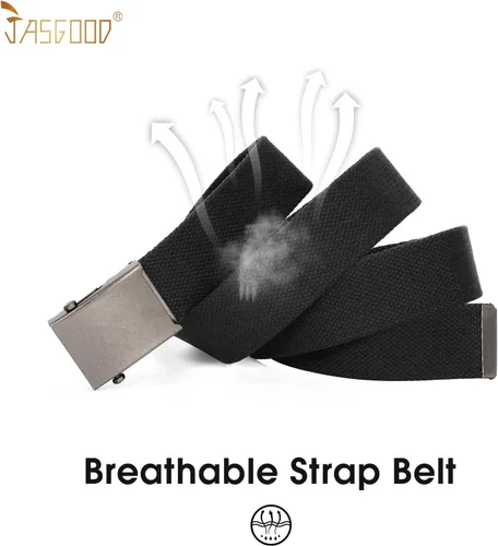 Vista 8 de JASGOOD 3 Pack Unisex-Adult Military Web Belt Canvas Web Belt for Men Adjustable Cloth Fabric Belt with Metal Buckle
