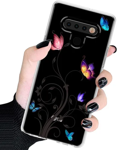 Vista 6 de Funda transparente para LG K51, Q51 - TPU suave a prueba de golpes Funda protectora para LG K51 Butterfly