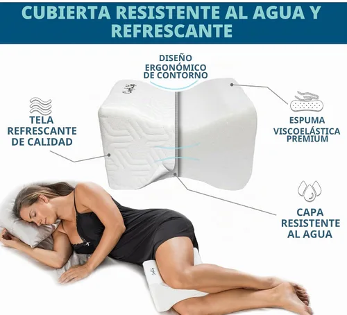 Vista 4 de ComfiLife Almohada de rodilla para personas que duermen de lado, almohada refrescante para dormir de lado, almohada de rodilla con correa para dolor