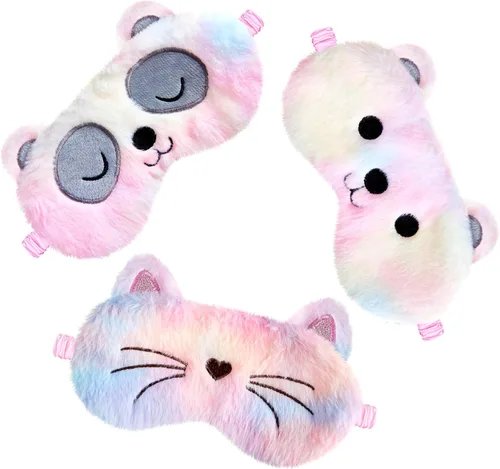 Vista 11 de Geyoga 3 piezas de antifaz de sueño para niños, niñas, cubierta suave para los ojos para dormir, cubierta de ojos para los ojos para niños Colorido