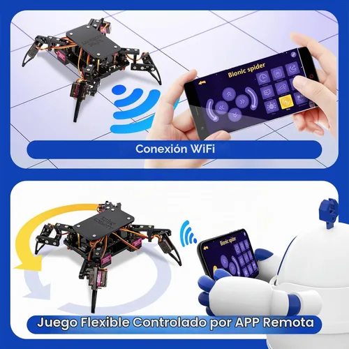 Vista 4 de Kit de Robot Araña Biónica Programable STEM, Kit Científico para Niños de 8 a 12 años, Juguete de Construcción de Robótica DIY para Adolescentes