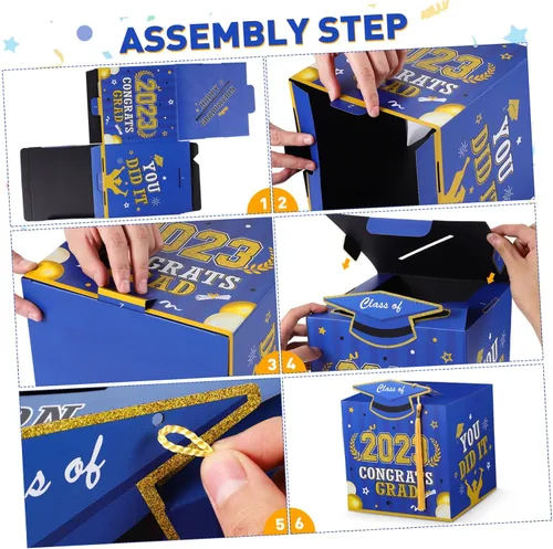 Vista 3 de Caja de tarjetas de graduación, caja de tarjetas de felicitaciones para clase de 2024, caja para tarjetas de graduación para suministros de fiesta