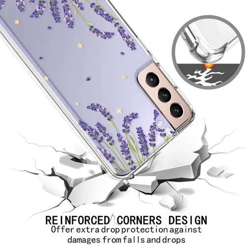 Vista 7 de BAISRKE - Carcasa rígida para Samsung S21, diseño floral, color lavanda