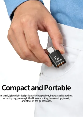 Vista 6 de BOMIE Adaptador USB C a USB, paquete de 10 unidades, 6A 120 W, carga rápida, transferencia de datos de 10 Gbps, USB C macho a USB 3.2 hembra OTG
