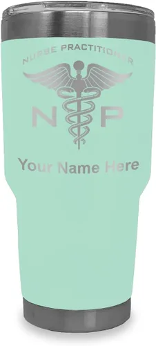 Vista 13 de LaserGram NP Nurse Practioner - Vaso aislado al vacío de 20 onzas, grabado personalizado incluido (negro)