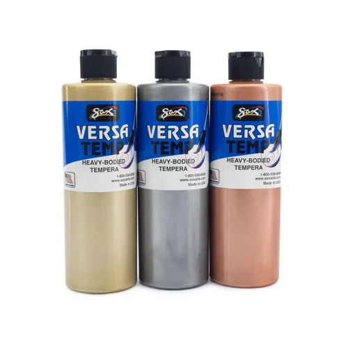 Vista 5 de Conjunto de témperas Sax 1440731 Versatemp, botellas de una pinta, colores metálicos surtidos (pack de 3)