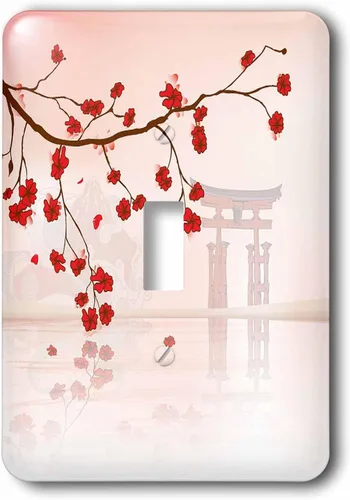 Vista 4 de 3dRose LSP _ _ _ _ _ _ _ _ _ _ 78460 _ _ _ _ _ _ _ _ _ _ 6 Pretty Cherry Blossoms against a peaceful Oriental Escena 2 Plug Outlet Cover
