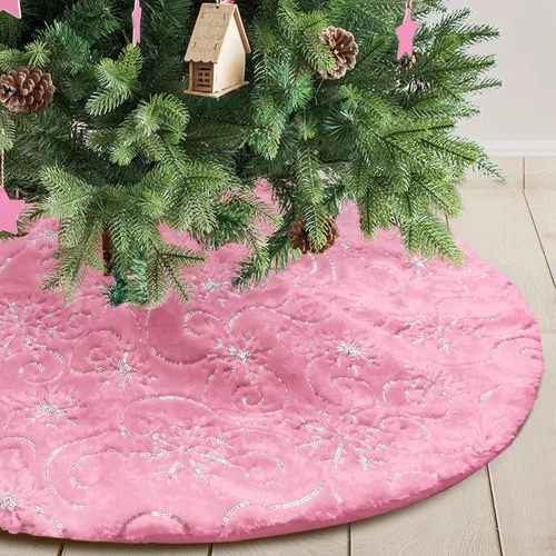 Vista 8 de Falda de árbol de Navidad de felpa negra de 24 pulgadas, pequeña, de piel sintética gruesa, lujosa decoración navideña para Año Nuevo, decoración