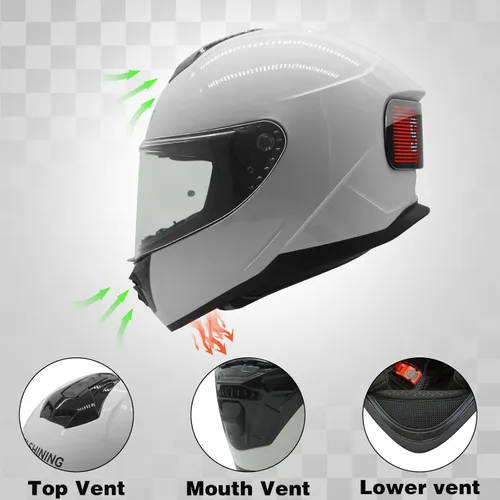 Vista 6 de Full Face Motorcycle Helmet - DOT Approved, App Programmable Rear Display, USB Charging, Adult Dirt Bike Helmet for Men & Women