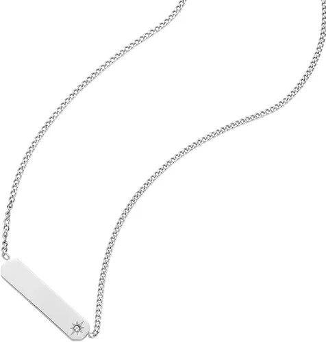 Vista 3 de Fossil - Collar de cadena con dije de acero inoxidable grabado y enchapado para mujer