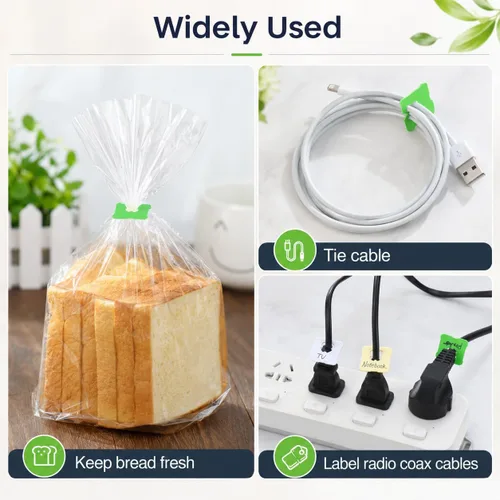 Vista 6 de 100 clips reutilizables de plástico verde para mantener tus alimentos frescos, clips de bolsa de almacenamiento de alimentos de 7/8 x 1 pulgada