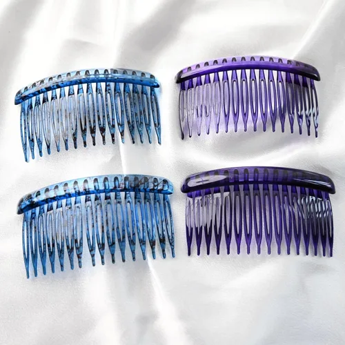 Vista 6 de Peine lateral de plástico para el cabello, juego de peines laterales de pelo francés rosa, peine giratorio de plástico, accesorios para niñas