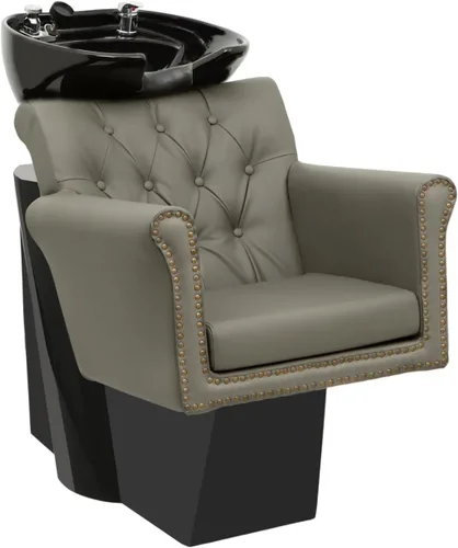 Vista 10 de Buy-Rite Chelsea - Unidad de lavado a contracorriente de champú, silla copetuda, cojín extraíble, cuenco de porcelana inclinable, grifo de una sola