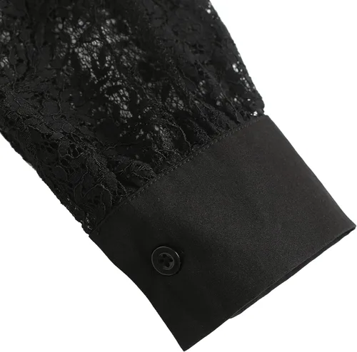 Vista 8 de Elegante blusa de manga larga con cuello y lazo para mujer