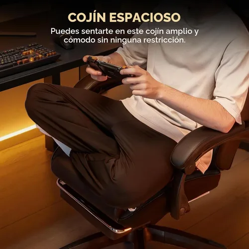 Vista 8 de GTPLAYER Silla para videojuegos, silla de cuero con respaldo alto y reposapiés, silla de oficina ergonómica de altura ajustable con funda extraíble