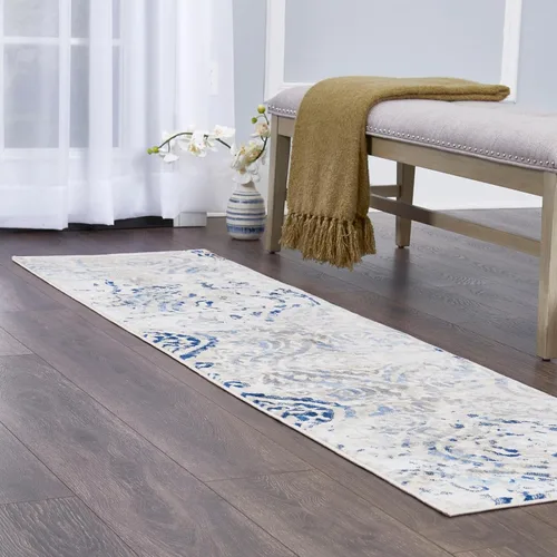 Vista 2 de Home Dynamix Melrose Audrey - Alfombra de pasillo, 2 x 7, marfil/azul