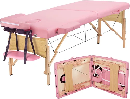 Vista 15 de Yaheetech - Mesa de masaje portátil, camas para pestañas, cama de spa, sofá de masaje plegable, mesas de spa ajustables, plegables en 2 con bolsa