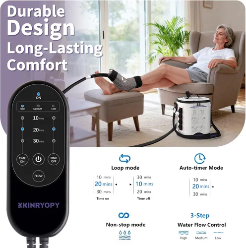 Vista 3 de Máquina de terapia de frío con temporizador programable, máquina de hielo portátil para tobillo después de la cirugía, sistema de recuperación