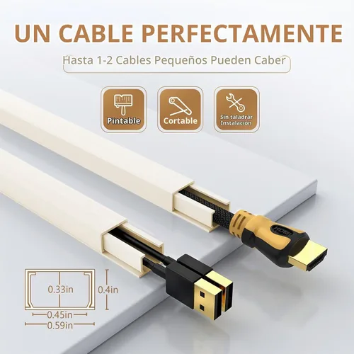 Vista 2 de Delamu Ocultador de cable beige, cubiertas de cable de 85 pulgadas para cables en la pared, ocultadores de cables de un cable, cubiertas de alambre