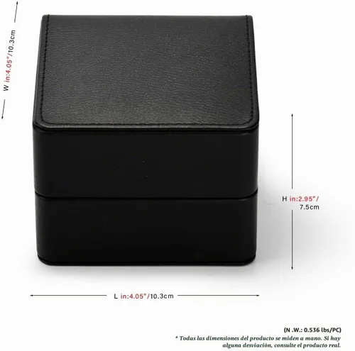 Vista 5 de Caja de regalo de un solo reloj de cuero PU negro con almohada