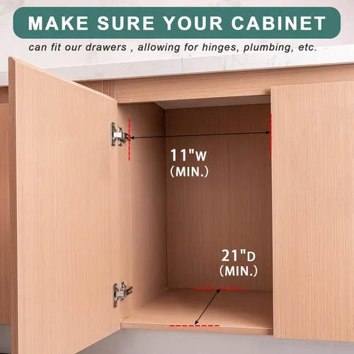 Vista 4 de Cajones extraíbles para armarios de cocina, organizador de gabinete extraíble, cajón extraíble de gabinete de madera totalmente montado, instalación