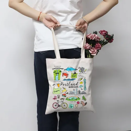 Vista 6 de MNIGIU Portland Tote Bag Portland Travel Gift Oregon State Gifts Portland Souvenir Gift