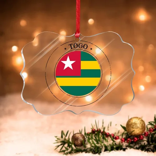 Vista 14 de Bandera de Andorra, adorno colgante de Navidad, bandera nacional, decoraciones de Navidad, adornos acrílicos, colgante para árbol de Navidad