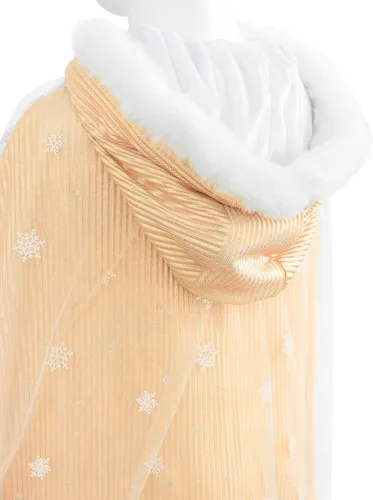 Vista 7 de Elsa - Disfraz de Elsa para niña, capa con capucha, vestido de princesa de Frozen para cosplay