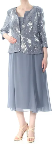 Vista 4 de Alex Evenings Vestido tipo chaqueta con botones frontales y longitud del té para mujer