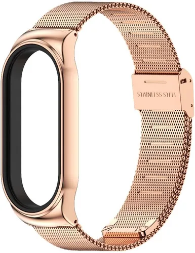 Vista 4 de KOMI Banda compatible para Xiaomi Mi Band 7 - Pulsera de malla para Xiaomi Mi Band 7 Smart Miband Accesorios con marco de metal Oro