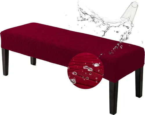 Vista 27 de Genina Fundas impermeables para banco de comedor, protector de asiento de banco de jacquard elástico, funda de banco rectangular para dormitorios